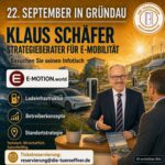 Am 22. September ist Klaus Schäfer als Strategieberater von Die Türöffner in Gründau vor Ort.

Er verbindet langjährige Erfahrung aus großen IT- und Digitalisierungsprojekten mit umfassendem Praxiswissen rund um Elektromobilität und Ladeinfrastruktur.